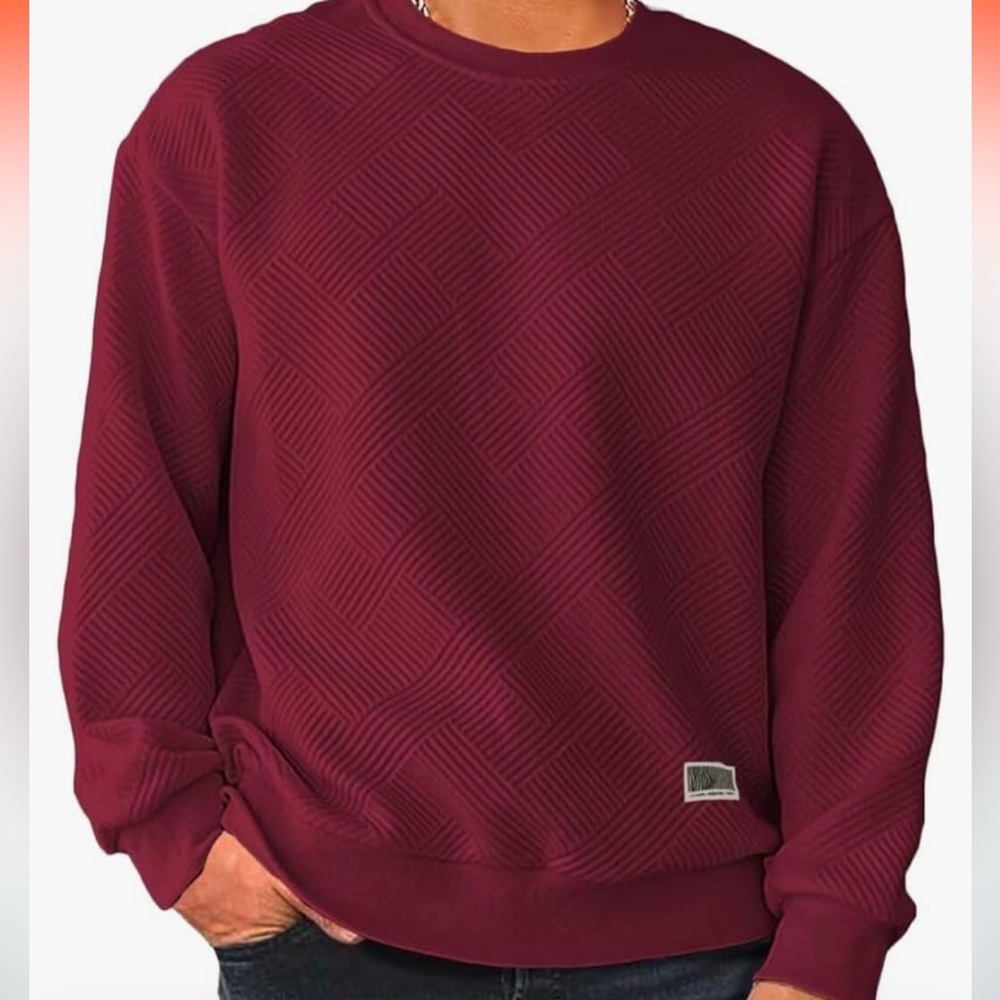 Men's XXL Crewneck Sweatshirt maroon Geometric Texture Pullover